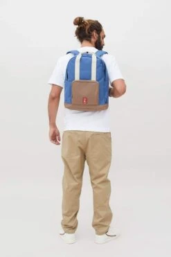 Eco Mochila Lefrik Capsule Multi Ink ( Azul-Marron ) -Almacenamiento De Viaje 10040