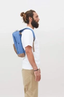 Eco Mochila Lefrik Capsule Multi Ink ( Azul-Marron ) -Almacenamiento De Viaje 10060