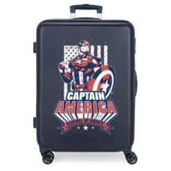 Marvel Maleta Mediana 68 Cm 4 Ruedas Mightiest Heroes Captain America Marino