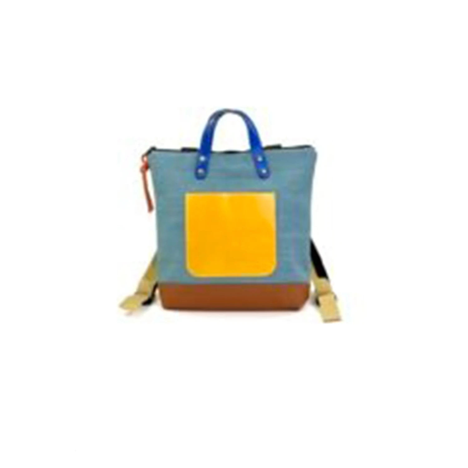 Mochila Daniel Chong Mini Cuadrada Impermeable Azul Y Bolsillo Amarillo 3 Mochila Daniel Chong Mini Cuadrada Impermeable Azul Y Bolsillo Amarillo