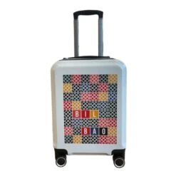 Maleta Cabina 55 Cm 4 Ruedas Rigida Baldosa De Bilbao Blanco